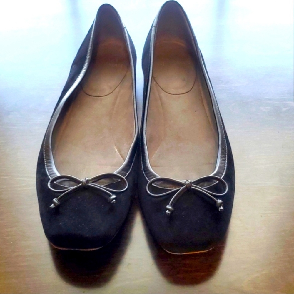 Stuart Weitzman Black Ballet Flats with Bow